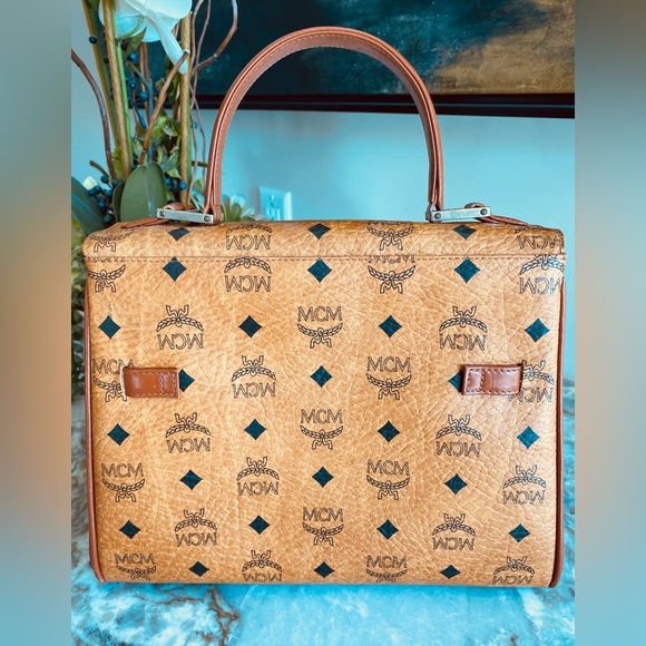 MCM Vinatge Cognac Visetos Monogram Kelly Top Handle Satchel Limited Edition - Picture 2 of 12